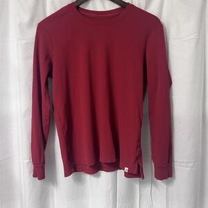 Burt's Bees Baby Women's Red Thermal Long Sleeve Shirt Organic Cotton Medium EC